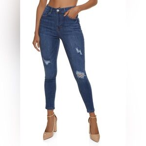 Wax Jean Distressed High Rise Skinny Jeans